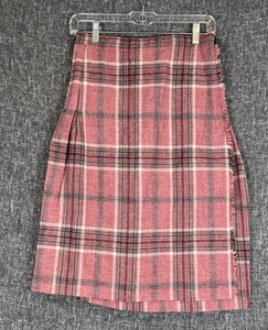VTG The Edinburgh Woollen Mill Red Tartan Pleated Midi Kilt Skirt Size 14 - Picture 1 of 12