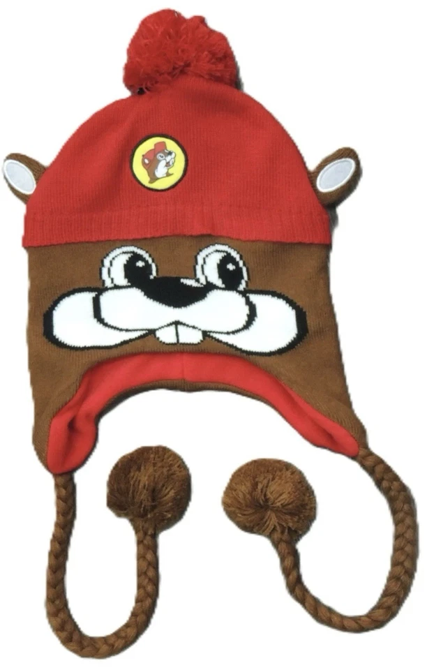 BUC-EE'S Beaver Hat Knit Beanie Ski Over Ears Cap Lined Pom Pom Adult Unisex