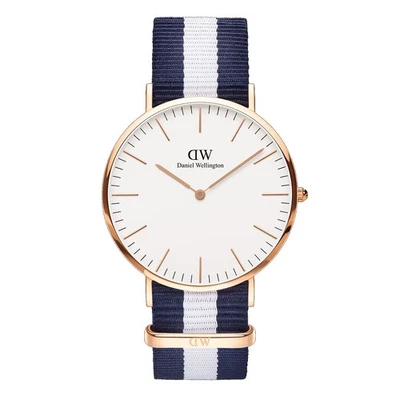 Reloj para hombre Daniel Wellington clásico Glasgow rosa azul blanco correa de tela 0104DW Foto 1 de 4