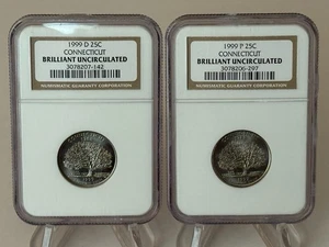 1999 P&D Connecticut State Quarter NGC BU-FIRST YEAR OF STATE QTR 🔥2-COIN SET🔥 - Picture 1 of 6