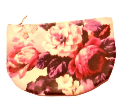 Rosa Floral Rosas Cremallera Cosméticos Maquillaje Bolsa para Monedas Bolsa con Dije Marca Ipsy  Foto 1 de 4