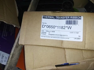 12 Roll Thermal Transfer Ribbon D*0650*1182*W 165mx360m Data max/sato 6.50x1182 - Afbeelding 1 van 1