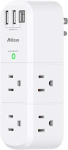 Outlet Extender with Rotating Plug, Mifaso Surge 2A1C, 1 Pack, White - Picture 1 of 7