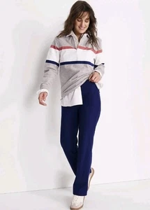 Lands’ End Navy Blue Starfish Straight Leg Pull On Pants Size Medium Petite - Picture 1 of 11
