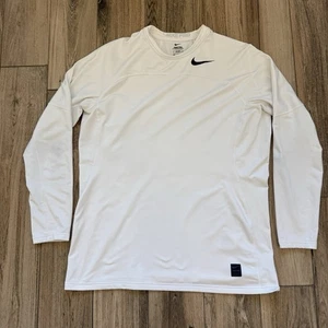 Camisa Nike Pro Hyperwarm Blanca L/S Ajustada Cuello Redondo Entrenamiento Capa Base Talla XL - Imagen 1 de 9