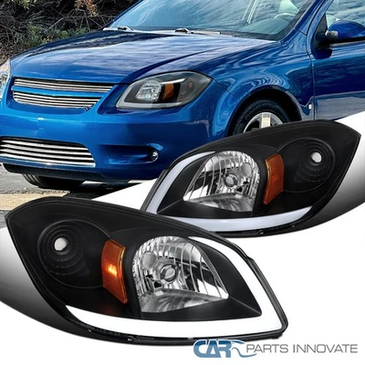 Fit 2005-2010 Chevy Cobalt 07-09 Pontiac G5 05-10 LED Black Headlights Lamp Pair Foto 1 de 4