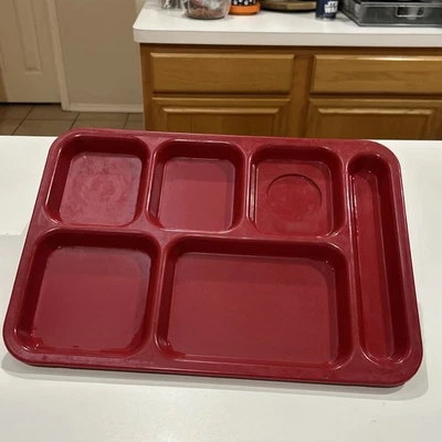 Cafeteria Style Lunch Trays Vintage Lot of 6 SiLite #614 Melamine Red - Image 1 of 4