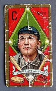 1911 T205 Gold Border Cy Young Cleveland Indians HOFer Baseball Card - Low Grade