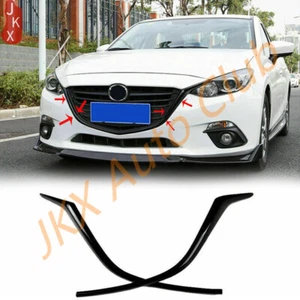 Glossy Black Front Bumper Grille Side Cover Trim For Mazda 3 Axela 2014-2016 - Picture 1 of 7