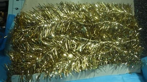 vintage  Christmas yellow gold tinsel garland X 2.5 flat kind 70s?  338" - Picture 1 of 5