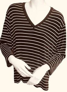 Chicos Top Gr. 3 (ähnlich 16) braun/weiß gestreift Reisende Langarm V-Ausschnitt - Bild 1 von 8