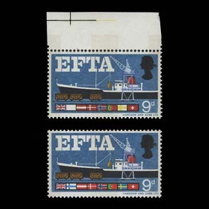 Great Britain 1967 (Variety) 9d EFTA phosphor missing new blue - Picture 1 of 1