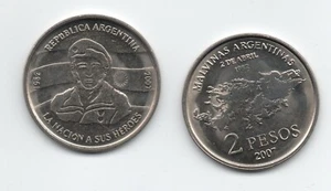 ARGENTINA 2007 2 Pesos Malvinas Falklands War KM 144 UNC - Picture 1 of 3