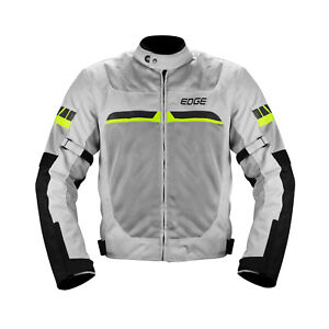 Racing Textile AirFlow Men Motorcycle Biker Breathable Armored Jacket-Light Gary