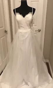 NEW DAVIDS BRIDAL WEDDING DRESS, RHINESTONE HAIRPIECE AND BRA CUPS Orig 499.99 - Picture 1 of 12