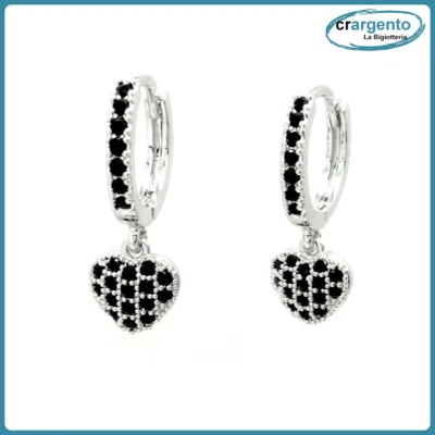 orecchini donna pendente con cuore cerchio pendenti zirconi da piccoli a  - Immagine 1 di 4