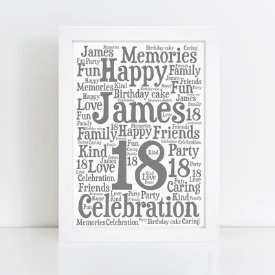 VIOLET GRACE Personalised 18th Birthday Framed Print 18 Gift Wall Art Present Birthday Gifts