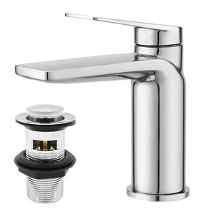 Bathroom Sink Tap Mono Chrome Brass Basin Mixer Tap Modern Mixer Basin Tap - Picture 1 of 21