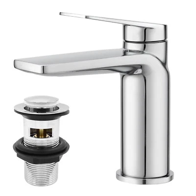BATHWEST Bathroom Sink Tap Mono Chrome Brass Basin Mixer Tap Modern Mixer Basin Tap
