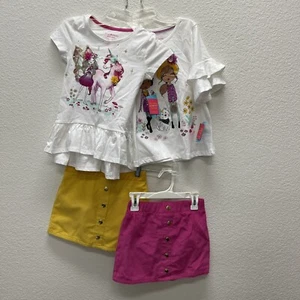 Isaac Mizrahi Girls Small 5 6 Set 4 Pc 2 Tops 2 Skirts NEW Sequin Unicorn Fairy - Picture 1 of 10