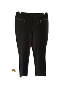 Womens Chicos Black Size 14S / Chicos 2S Pull up Strech Dress Pant Zipper Accent - Picture 1 of 8