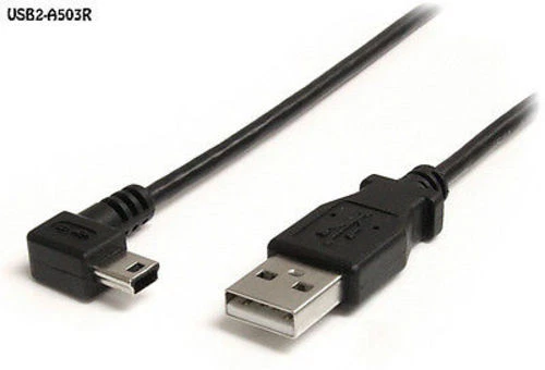 3 ft. USB 2.0 A Male to Mini-B (5-Pin) Male Right Angle Cable - Image 1 of 1