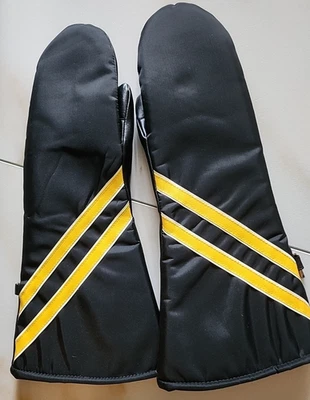 Luvas longas vintage Fourchettes listradas preto e amarelo para snowmobile adulto regular - Imagem 1 de 4