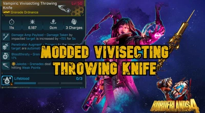 Borderlands 4 - VIVISECTING KNIFE MODDED PENETRATOR LV 50 VEX + HOT SLUGGER - Image 1 of 3