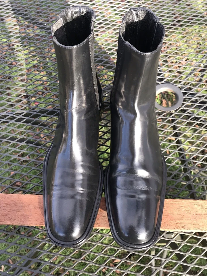 Женские черные кожаные сапоги Gucci размер 7,5 B без застежек сделано в Италии - Изображение 1 из 4