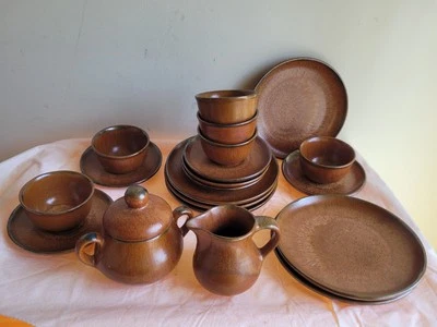 Keramik Tee Service für  6 Personen inkl. Kuchenteller Milchkännchen, Zuckerdose - Bild 1 von 2