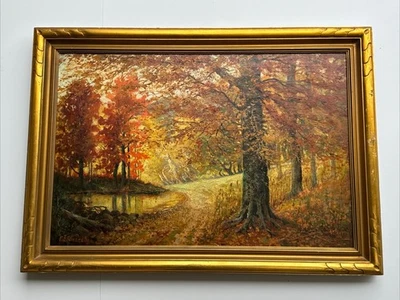 ANTIQUE LANDSCAPE PAINTING IMPRESSIONIST AMERICAN LISTED FRANK GIRARDIN LARGE - Image 1 of 4