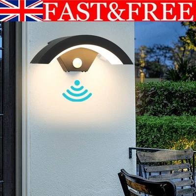 Modern Curved Outdoor LED Wall Light PIR Motion Sensor Lamp Outside Garden Porch - Image 1 of 4