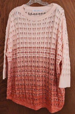 Woolrich Sweater Women's Plus Size XXL Ombre Open Knit 3/4 Sleeve Peach Pink - Image 1 of 4