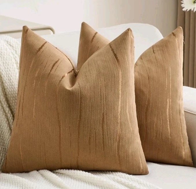 2 fundas de cojín suaves de chenilla con textura a rayas en relieve para cejas Foto 1 de 4