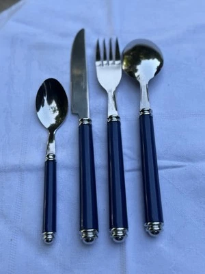 24 couverts genevieve  lethu Vintage Bleu Nuit - Imagen 1 de 4