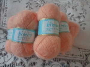 1960's Panda Bimbo Fluffy 3ply Baby Acrylic Blend Yarn Apricot 100gms - Picture 1 of 3
