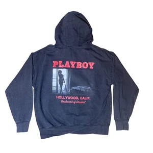 Playboy Herren Größe Medium schwarz Hoodie Hollywood CA Boulevard Dreams Logo Lady - Bild 1 von 7