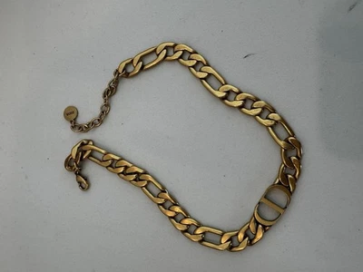 CHRISTIAN DIOR WCJ Gargantilla CD Logo Placa de Oro Collar Cadena Cubana Foto 1 de 2