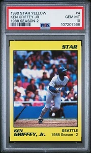 1990 STAR KEN GRIFFEY JR. YELLOW 4 KEN GRIFFEY JR. 1988 SEASON-2 PSA 10 LOW POP - Picture 1 of 4
