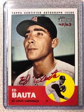 2012 Topps Heritage Real One Autographs AUTO Red Ink #ROA-EB ED BAUTA /63