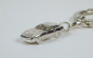 Sterling Silver 80's / 90's Corvette with Sterling Clip Key Ring Free U.S. Ship - Picture 1 of 6