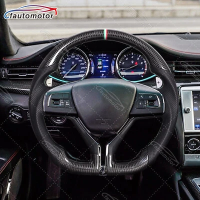 Real Carbon Fiber Steering Wheel Fit Maserati Ghibli Quattroporte 2015-2023 - Image 1 of 4