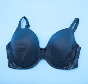 Victorias Secret 36DDD Lined Perfect Coverage Bra Lace Blue Underwired Bow New - Picture 1 of 7
