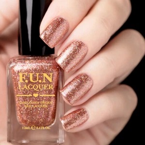 F.U.N Lacquer Rose Glow - Rose Gold Metallic Holo Glitter Shimmer Nail Polish - Picture 1 of 5