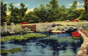 Vtg Tuscumbia Alabama AL Big Spring Scenic View 1940s Unused Linen Postcard - Picture 1 of 2