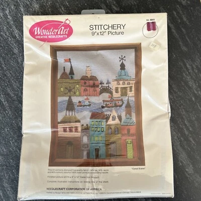 Vintage Wonder Art Stitchery Kit CANAL SCENE 6041 NEW Crewel Venice - Image 1 of 4