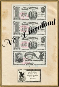 COPY 1866 Proof $1-$2 The Northfield National Bank Northfield Vermont #1633 - Picture 1 of 1
