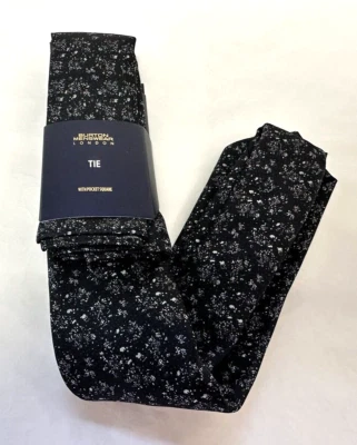 NEW! Burton Menswear black-mix tie and matching pocket square set - Image 1 of 4