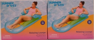 2 CHAIRS Summer Waves Relaxing Lounge Pool Water Float size 5ft Inflatabable - Picture 1 of 6