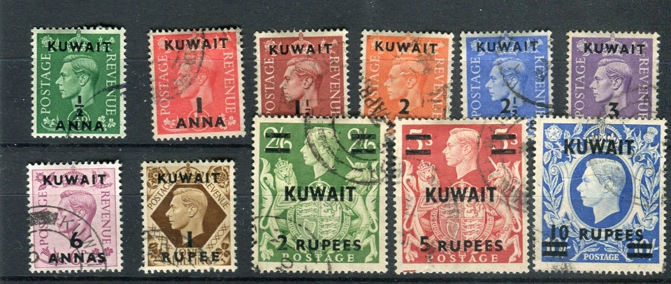 Kuwait KGVI 1948-49 Juego de 11 SG64/73a fino usado Foto 1 de 1
